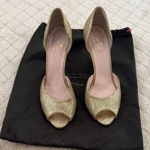 Kate Spade Glittering Gold Peep-Toe Heels